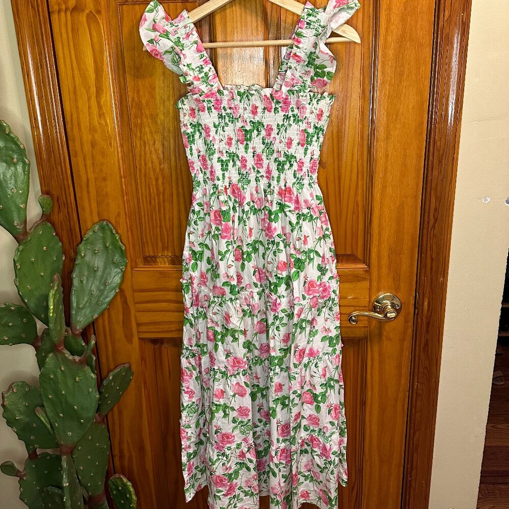 Hill House Home Pink Roses Ellie Nap Dress Midi Dress XS